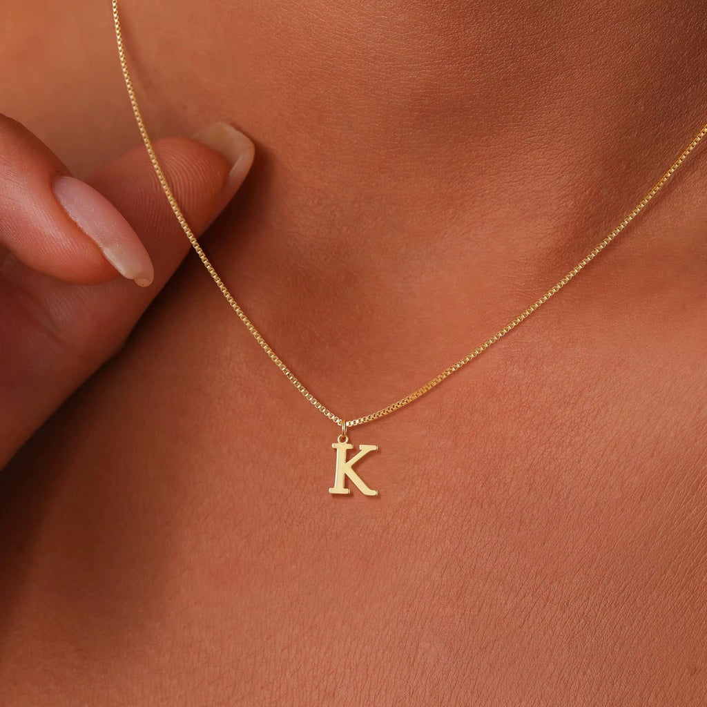 A-Z Initial Necklace 18K Gold Plated Necklace Cute Letter Stainless Steel Necklace for Women