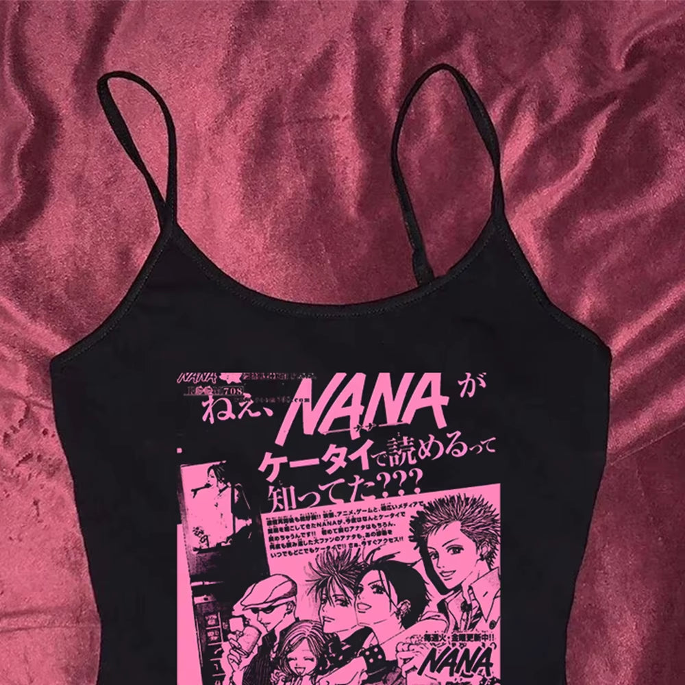 Y2K Nana Osaki Graphic T Shirts Casual Harajuku Streetwear Japanese Clothes Fashion Rock Punk Sleeveless Tanks & Camis Coquette