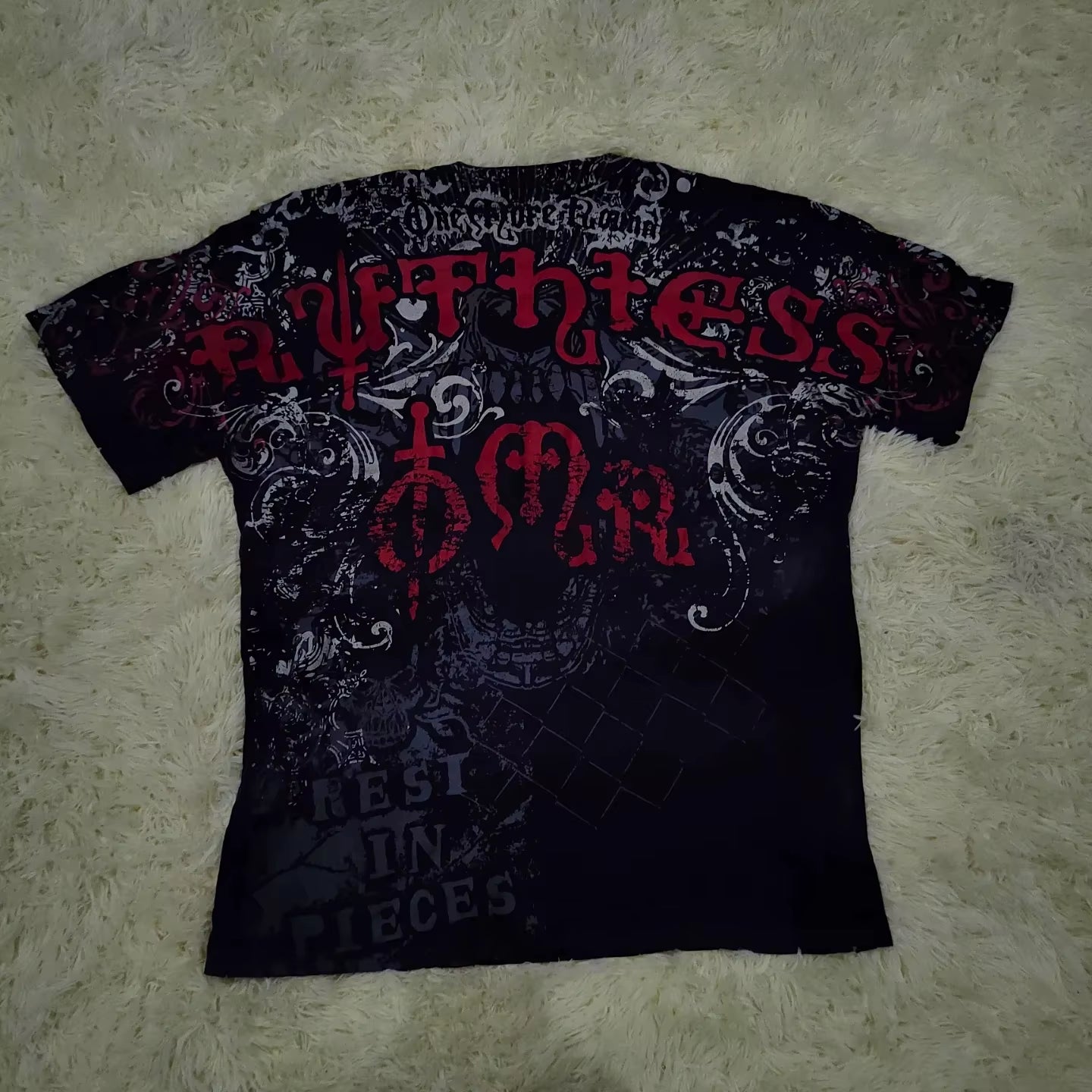 2000S American Skull Wings Double Sided Pattern 3D Printed Polyester Fiber Street Style Top T-Shirt Painful Fashion