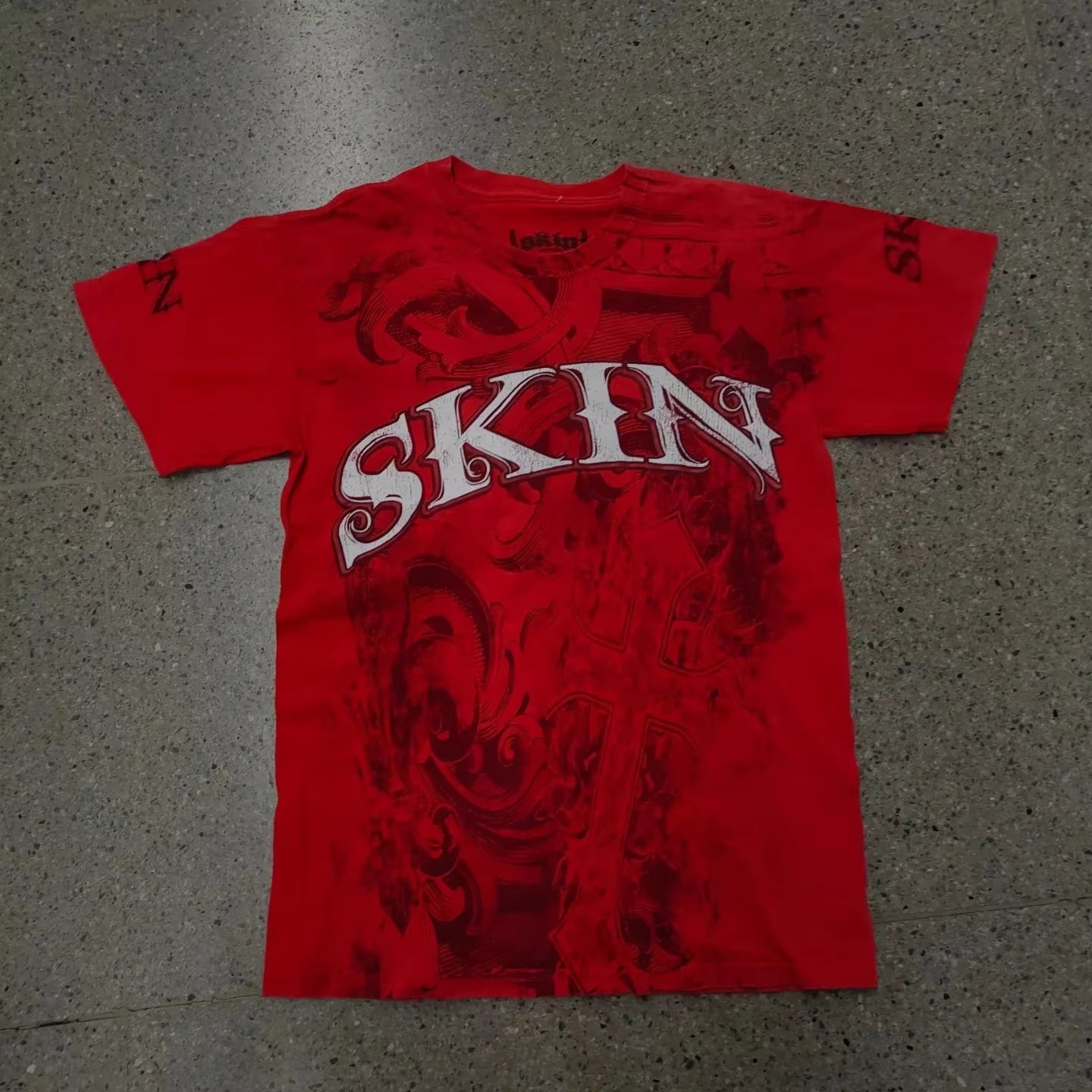 2000S American Skull Wings Double Sided Pattern 3D Printed Polyester Fiber Street Style Top T-Shirt Painful Fashion