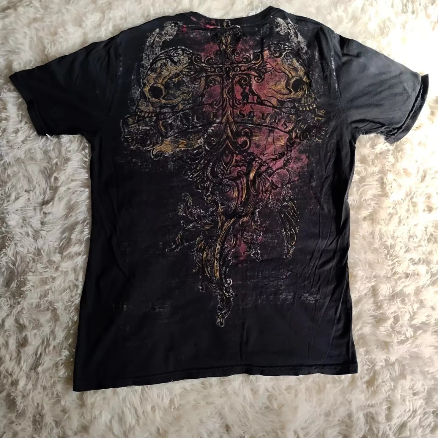 2000S American Skull Wings Double Sided Pattern 3D Printed Polyester Fiber Street Style Top T-Shirt Painful Fashion