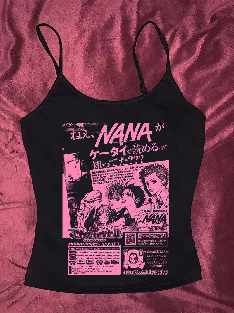 Y2K Nana Osaki Graphic T Shirts Casual Harajuku Streetwear Japanese Clothes Fashion Rock Punk Sleeveless Tanks & Camis Coquette