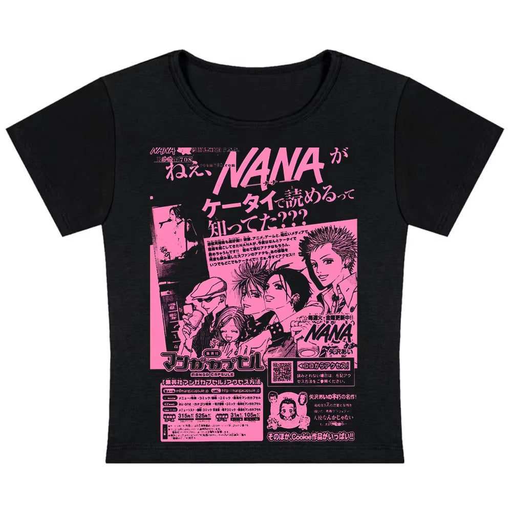 Y2K Nana Osaki Graphic T Shirts Casual Harajuku Streetwear Japanese Clothes Fashion Rock Punk Sleeveless Tanks & Camis Coquette