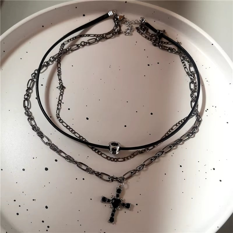 Gothic Y2K Red Butterfly Star Heart Cross Pendant Ghost Claw Choker Charms Necklaces Women Aesthetic Accessories Grunge Jewelry