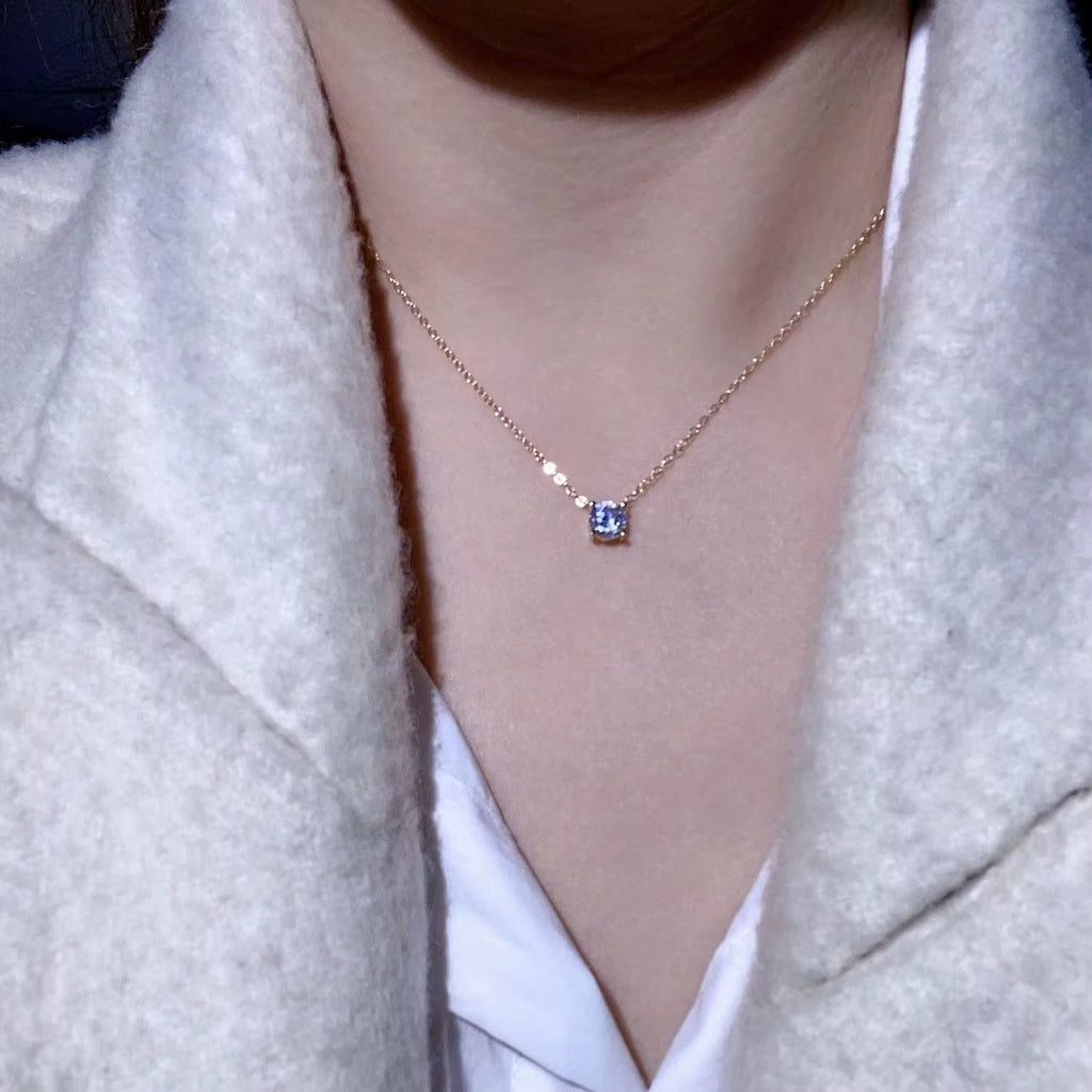 S925 Pure Silver 18K Gold Pendant Multi-Functional Single Diamond Necklace with Six Claws Zircon Necklace for Women Gift