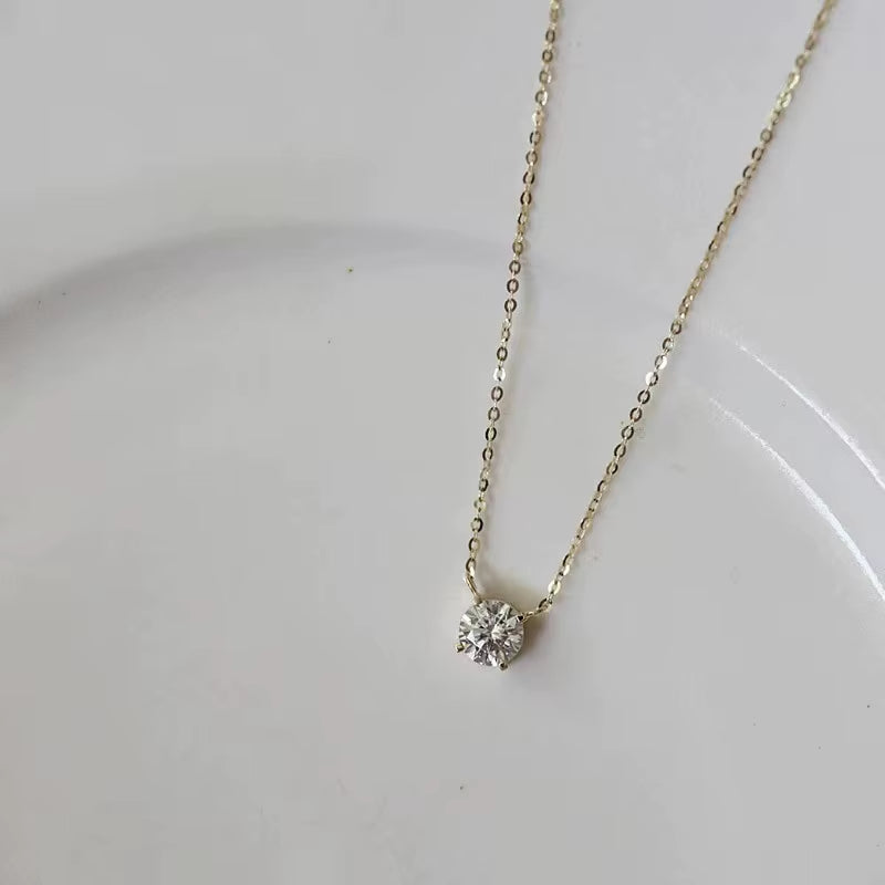 S925 Pure Silver 18K Gold Pendant Multi-Functional Single Diamond Necklace with Six Claws Zircon Necklace for Women Gift